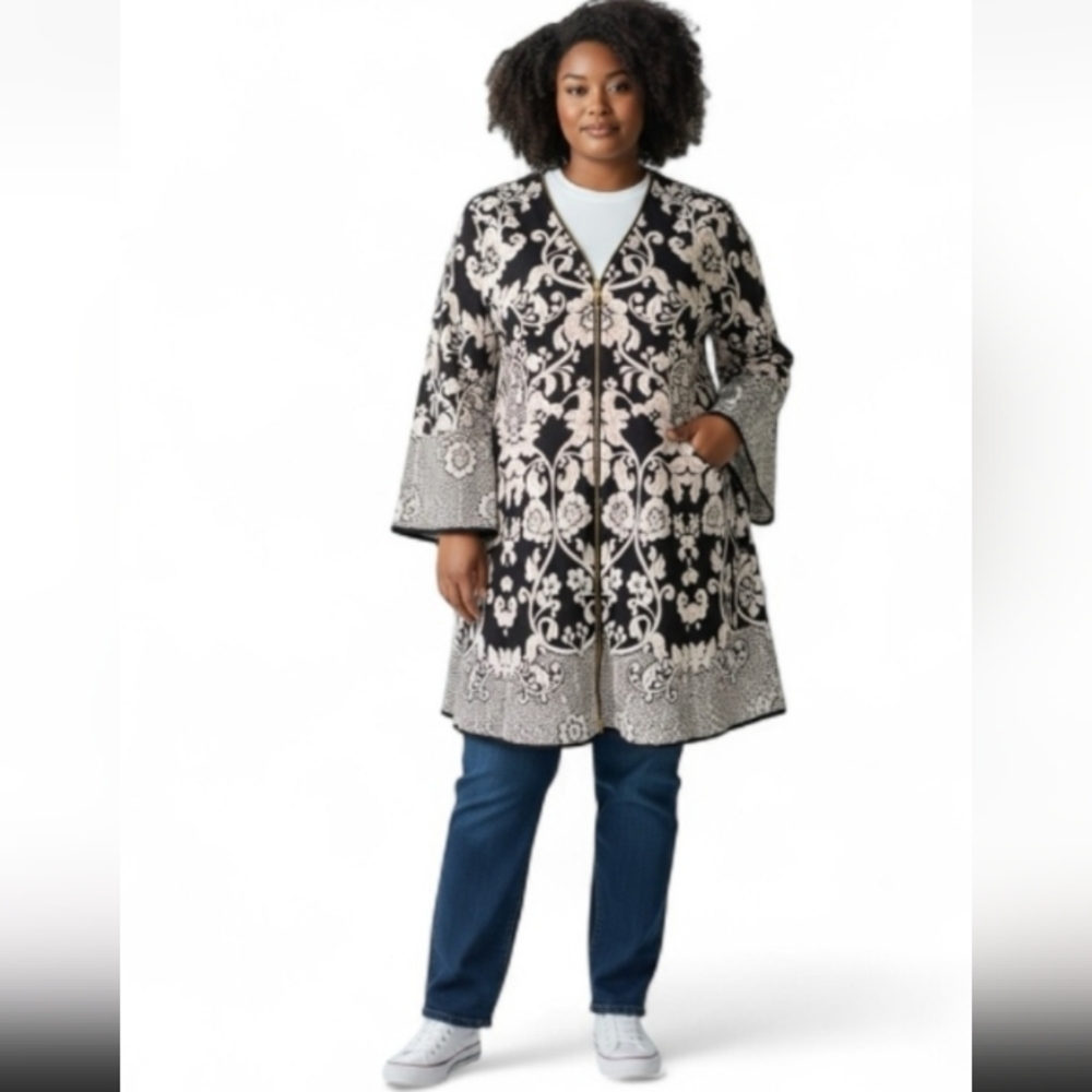 NWT.Inc International Concepts Floral Zip-Up Sweater Dress. - Picture 3 of 6
